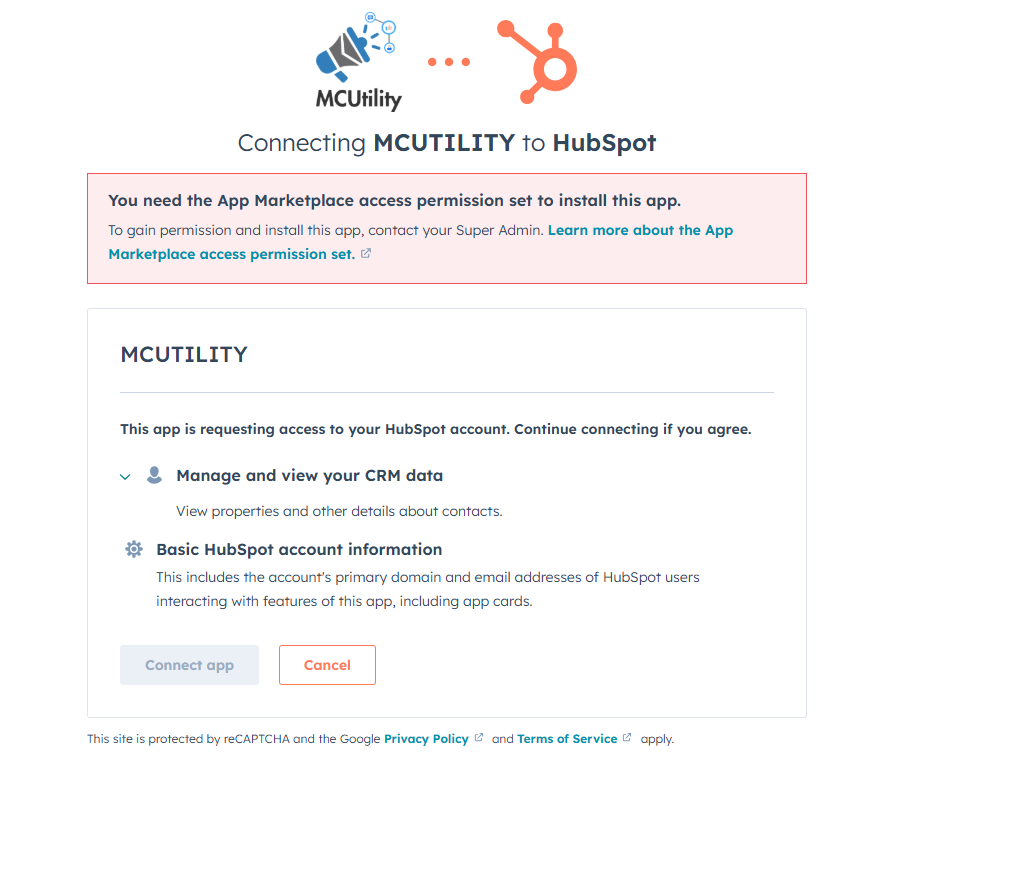 Authorize HubSpot scopes